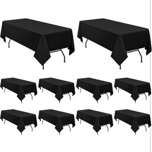 10- Tablecloth 60 x102 In, Black Table Cloth for 6 Ft Rectangle Tables, Washable